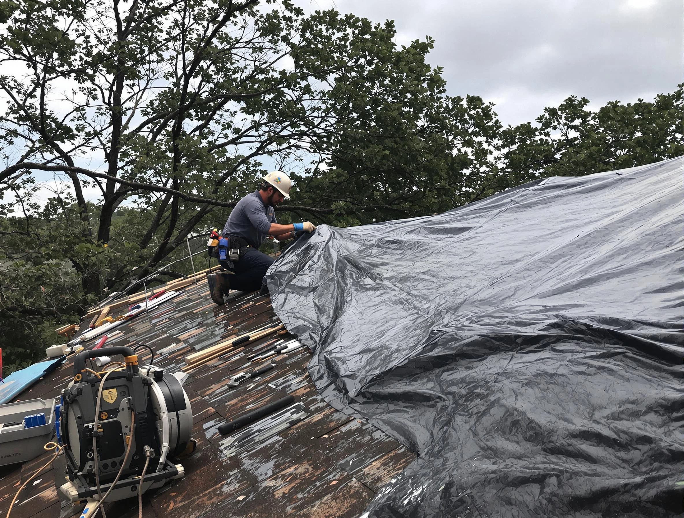 Macedonia Roofing Company responding to an emergency roof repair call in Macedonia, OH