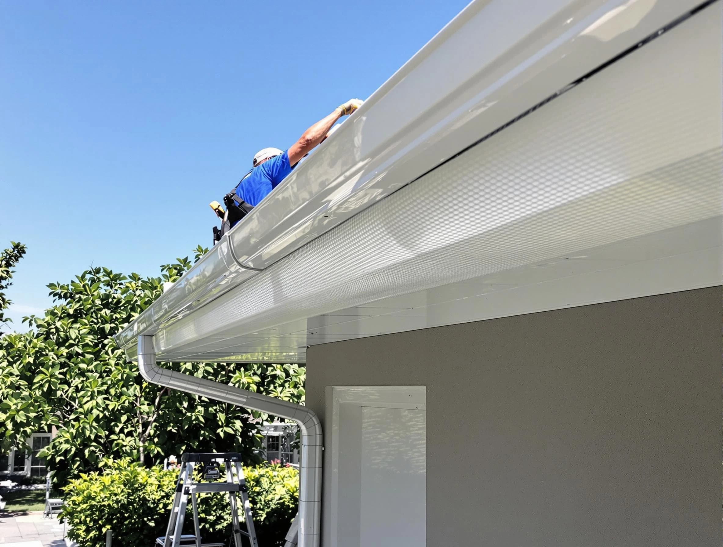 Debris-free gutter guard system by Macedonia Roofing Company in Macedonia, OH