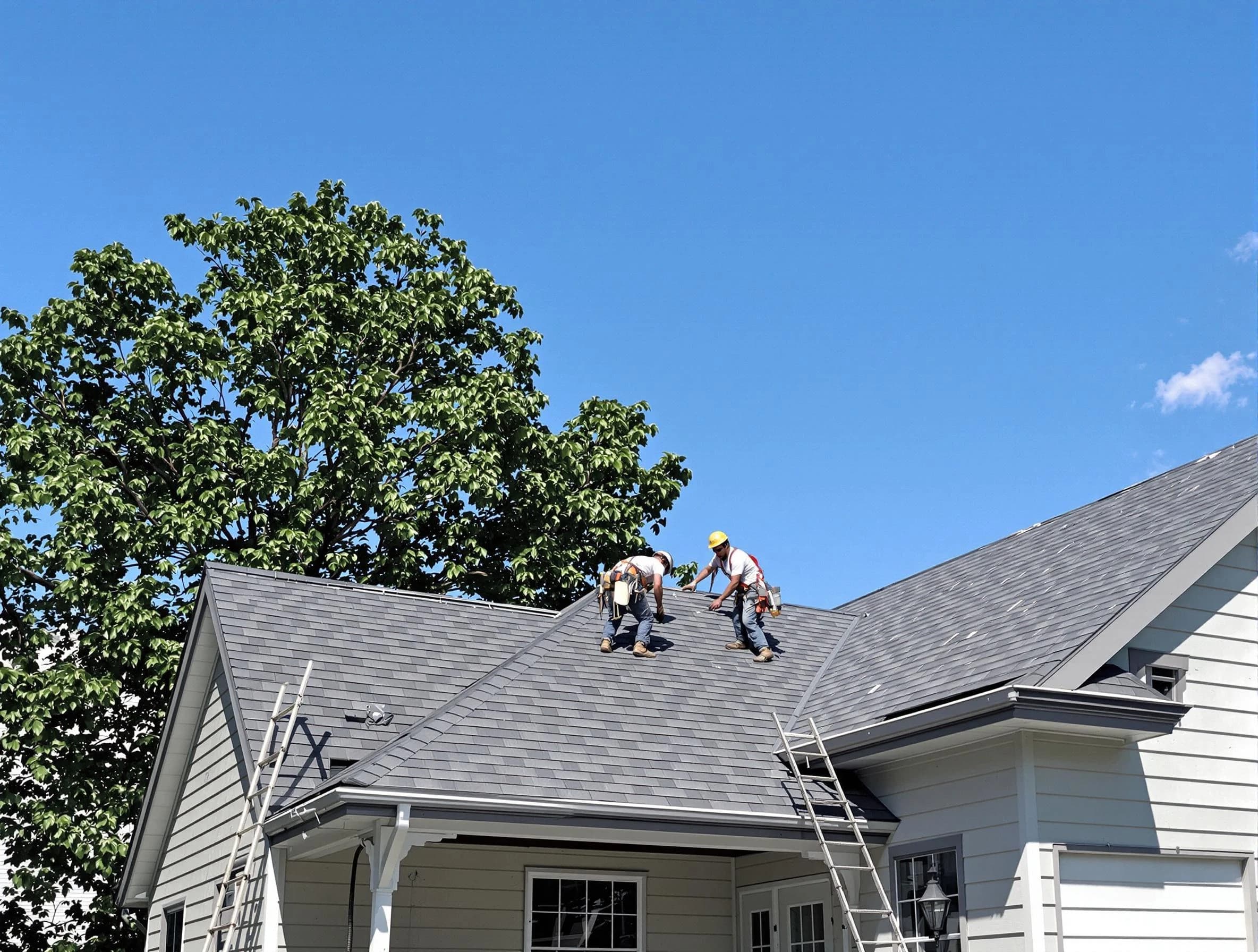 Macedonia Roofing Company crew finalizing a roof installation in Macedonia, OH