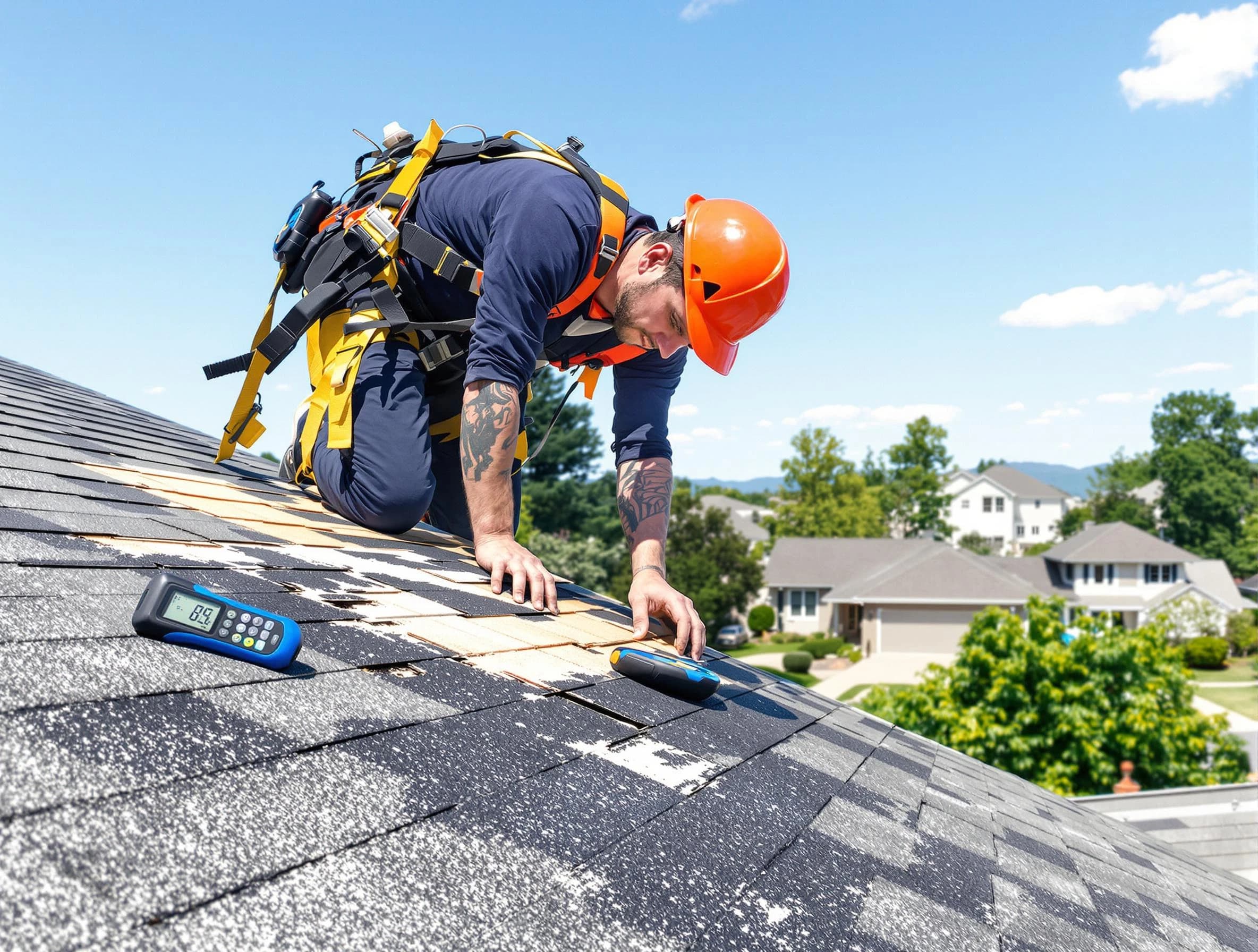 Macedonia Roofing Company professional performing roof repairs in Macedonia, OH