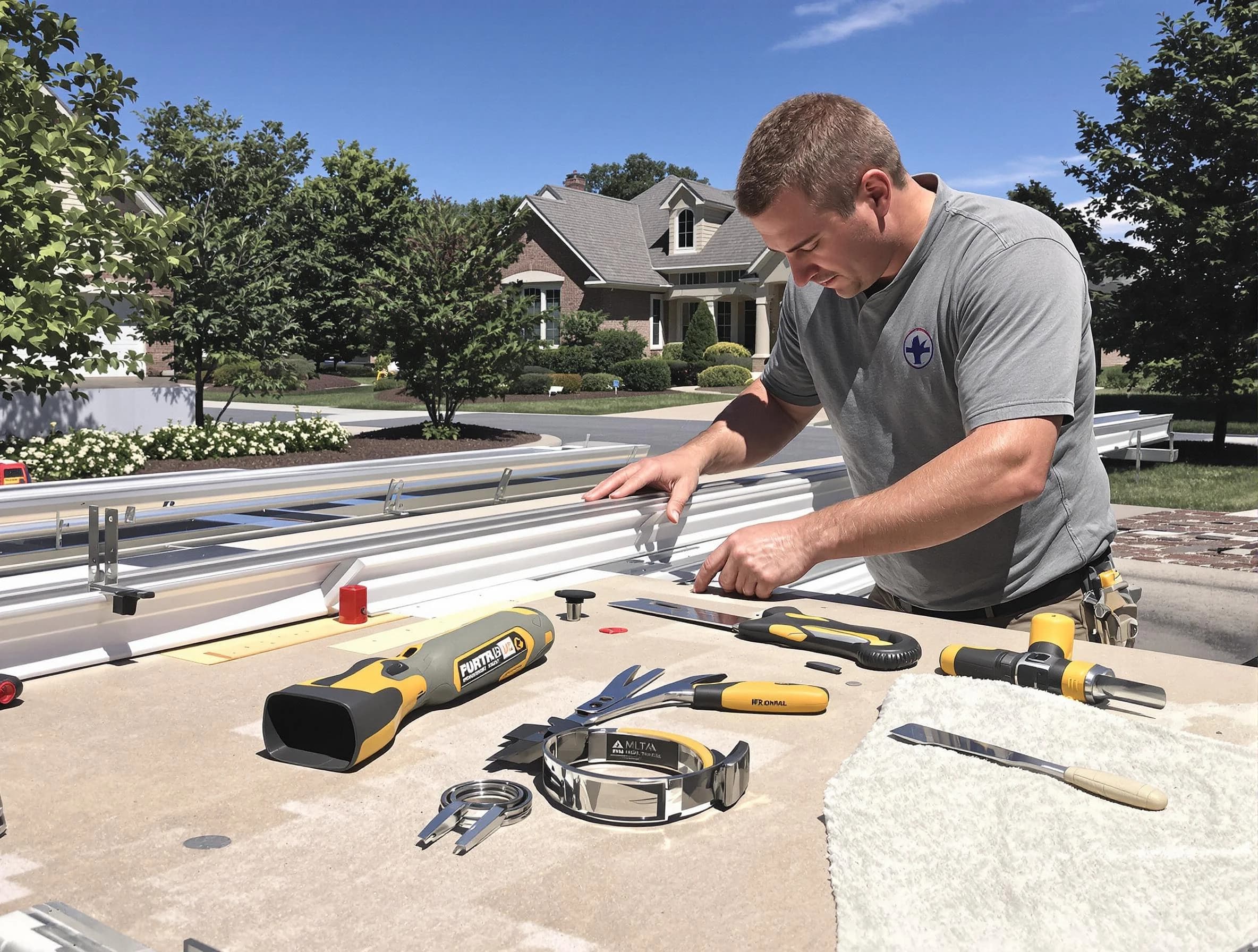 Freshly installed seamless gutter by Macedonia Roofing Company in Macedonia, OH